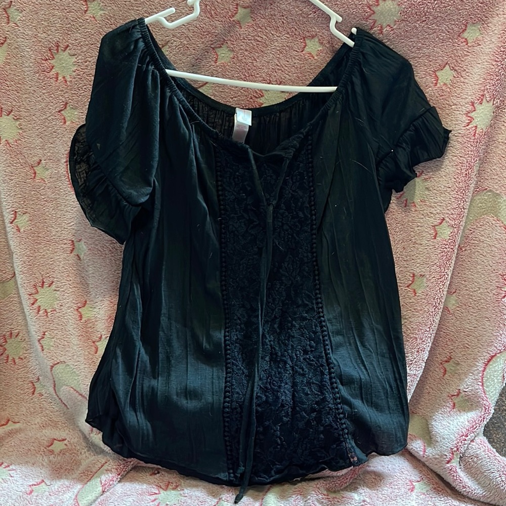 No Boundaries Black dress shirt with front ties
